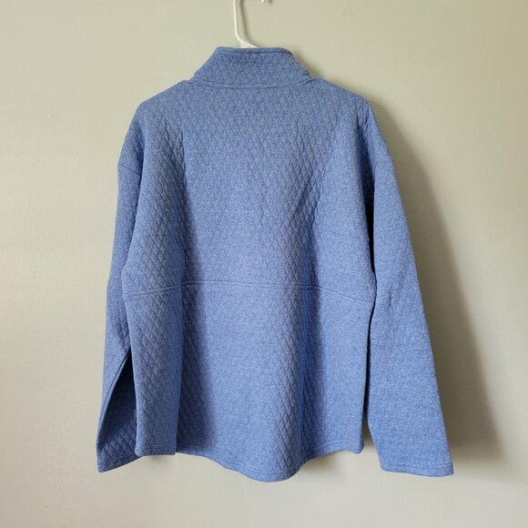 Eddie Bauer Blue Sweater Women's Quilted 1/2 Zip Heathered Pullover NWT - Picture 7 of 8